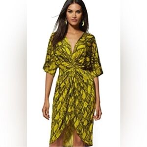 New York & Company Yellow High Low Dress
